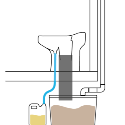 schéma de principe toilette avec cuve de compostage